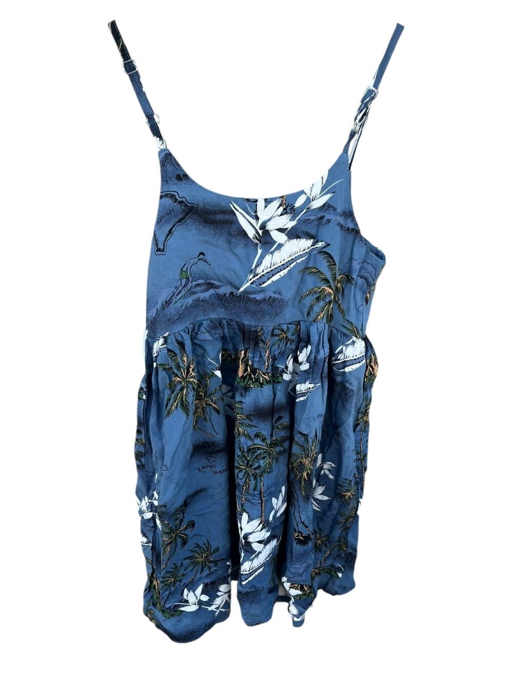 Palmwave Girls Strappy Hawaiian Tank Dress Floral Blue Size 8 NEW